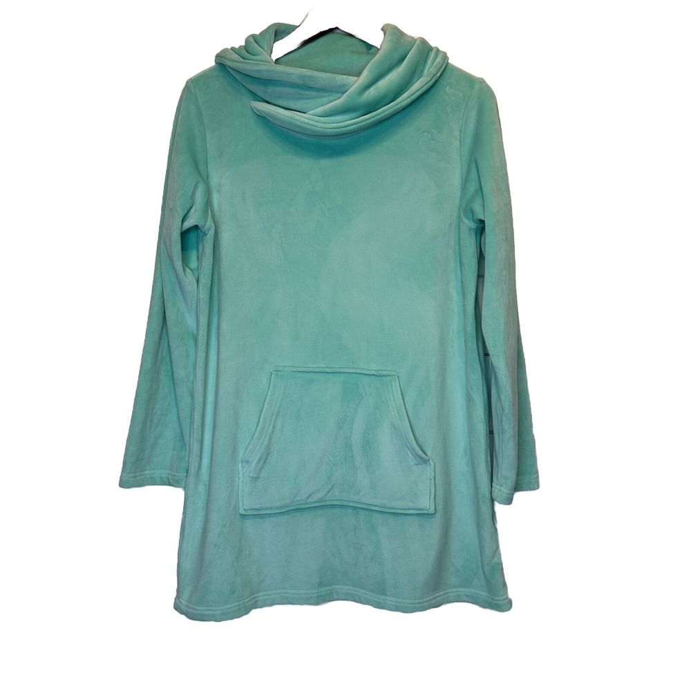 Soft Surroundings Velour Tunic Top SMALL Mint Green Pockets VERY SOFT Lougewear